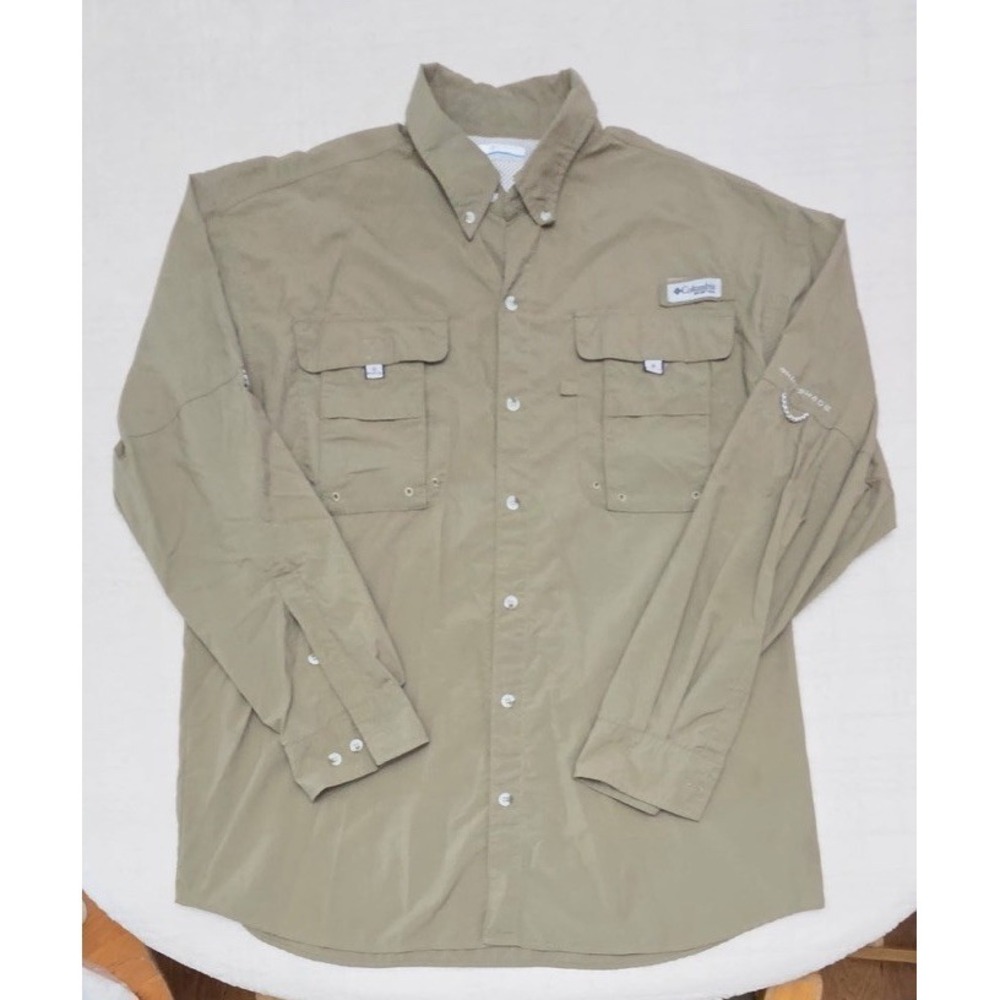 Columbia PFG Omni-Shade Men's Large Shirt Green Long Sleeve Vented Back *Read*